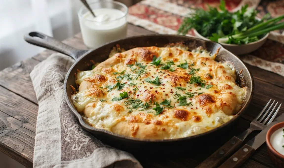 Сыр заливаю кефиром - готовлю сытные и вкусные ленивые хачапури: 10 минут - и готово, улетают со стола первыми