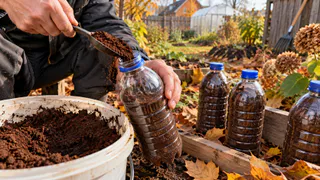 Пластиковые бутылки набиваю кофейным жмыхом: копеечная находка решает 3 проблемы на даче в октябре - ноябре