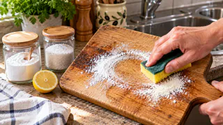 Деревянную доску не замачиваю: сыплю 2 кухонных порошка — старый запах покидает дерево