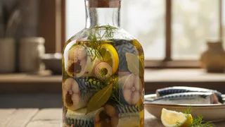 Скумбрия в бутылке, как копченая: просто кладу рыбку в бутылку и заливаю маринадом - и никакой химии