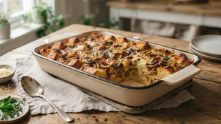 Режу хлеб и запекаю с творогом и яйцами — делаю вкуснейшую ПП-запеканку: подойдет и на завтрак, и на десерт