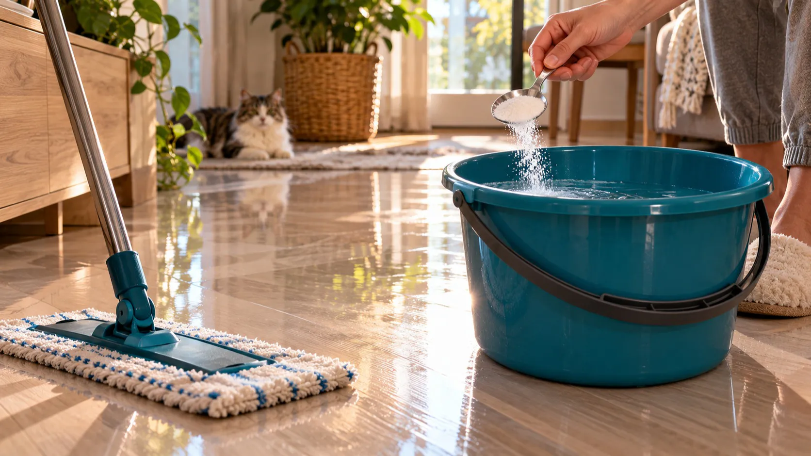 2 ложки в ведро — и пол после мытья чище, чем в операционной: пыль не оседает до 7 дней